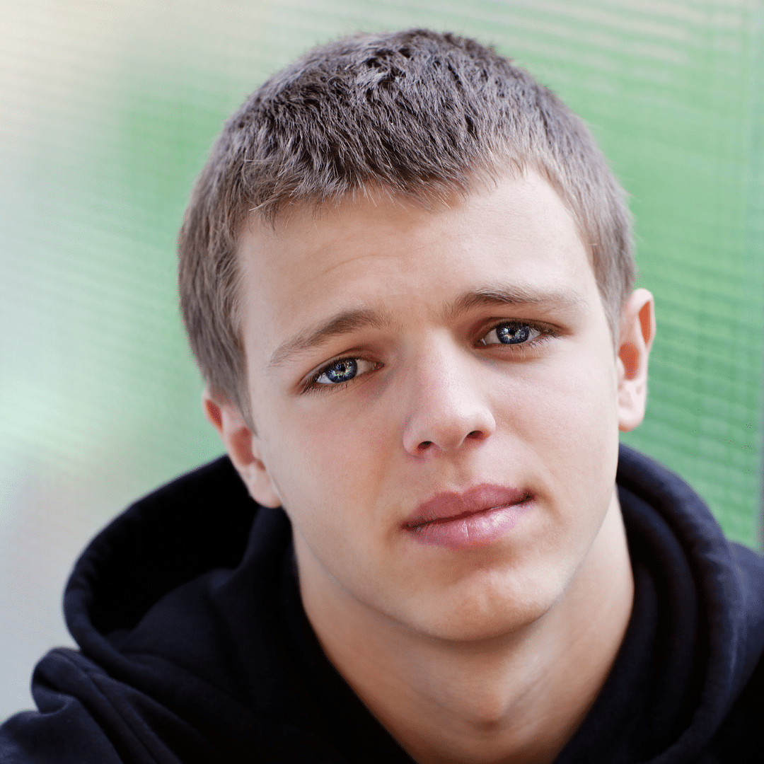 Close-up portrait of a teenage boy