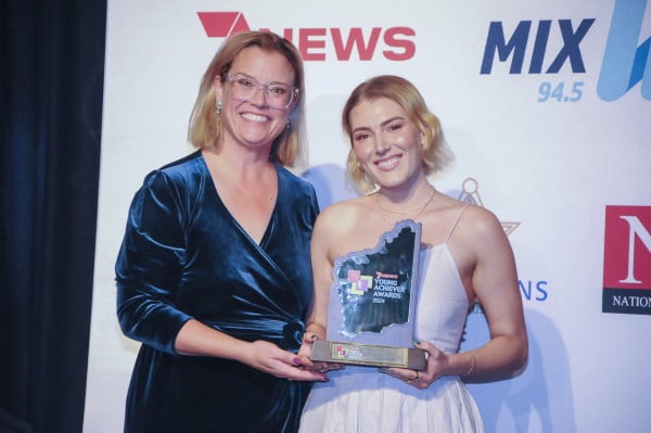 Lucy Stronach receives her award for NSW Young Achiever of the Year