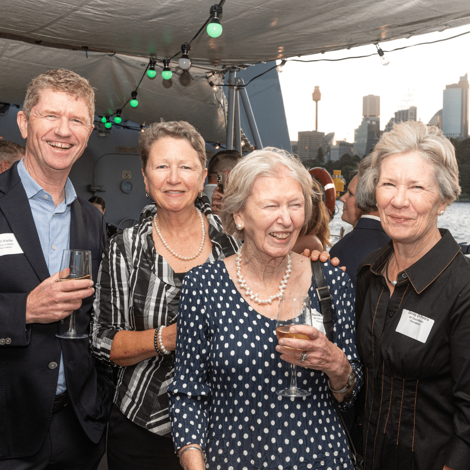 Will Martin, Anna Beaumont, Lady Martin, and Sandy Di Pietro at the Royal Motor Yacht Club fundraising gala