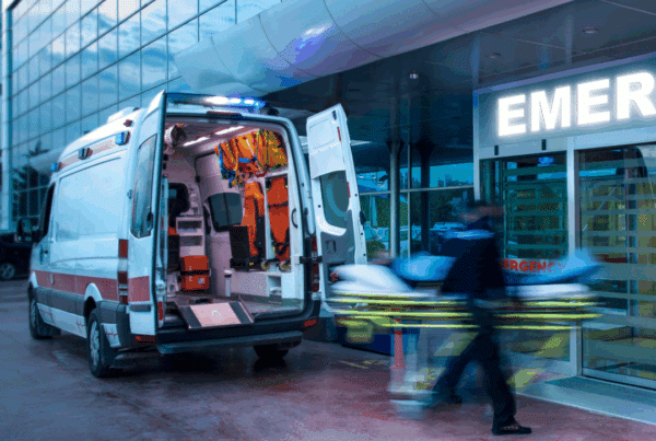 Ambulance outside a hospital
